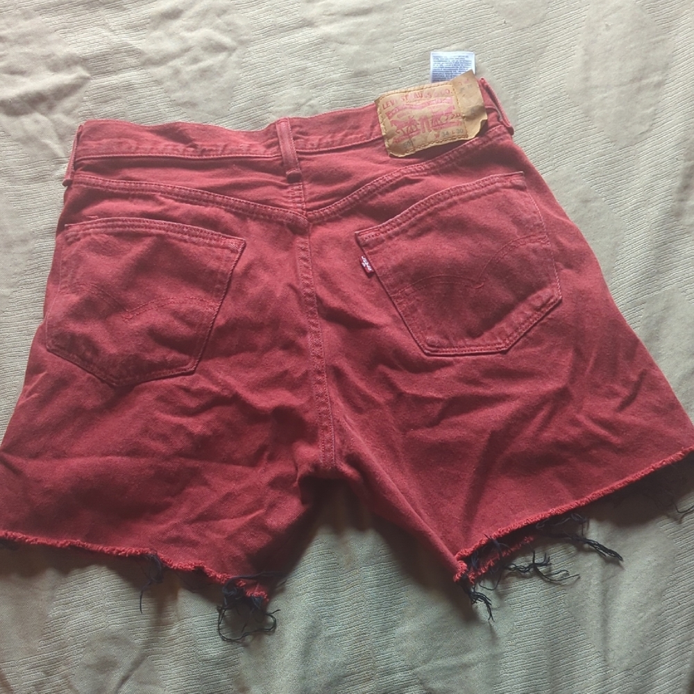 Levi's Women's Deep Red Jean Shorts Cut Offs Spring Break Feminine Classic